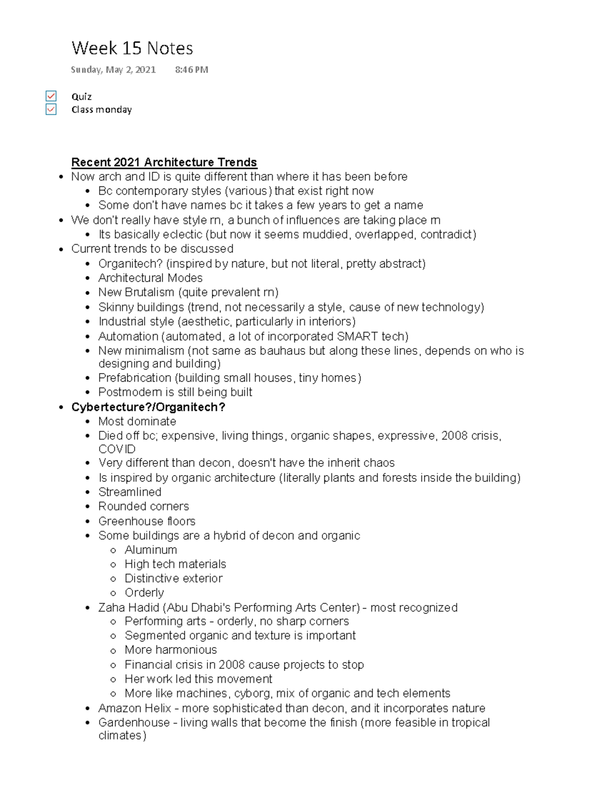 CIA Notes 14 - Dr. Peter Dedek - YƵŝnj ůĂƐƐ ŵŽŶĚĂLJ 5HFHQW $UFKLWHFWXUH ...