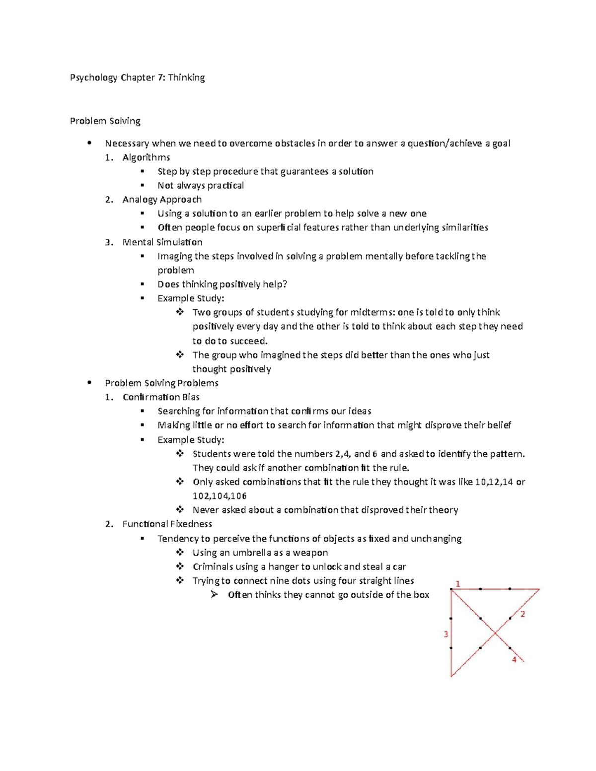 Psychology Chapter 7 Notes - Psychology Chapter 7: Thinking Problem ...