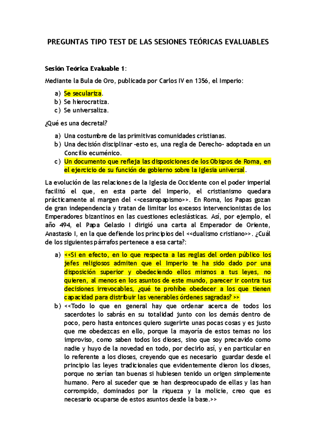 Preguntas Tipo Test Preguntas Tipo Test De Las Sesiones Te Ricas