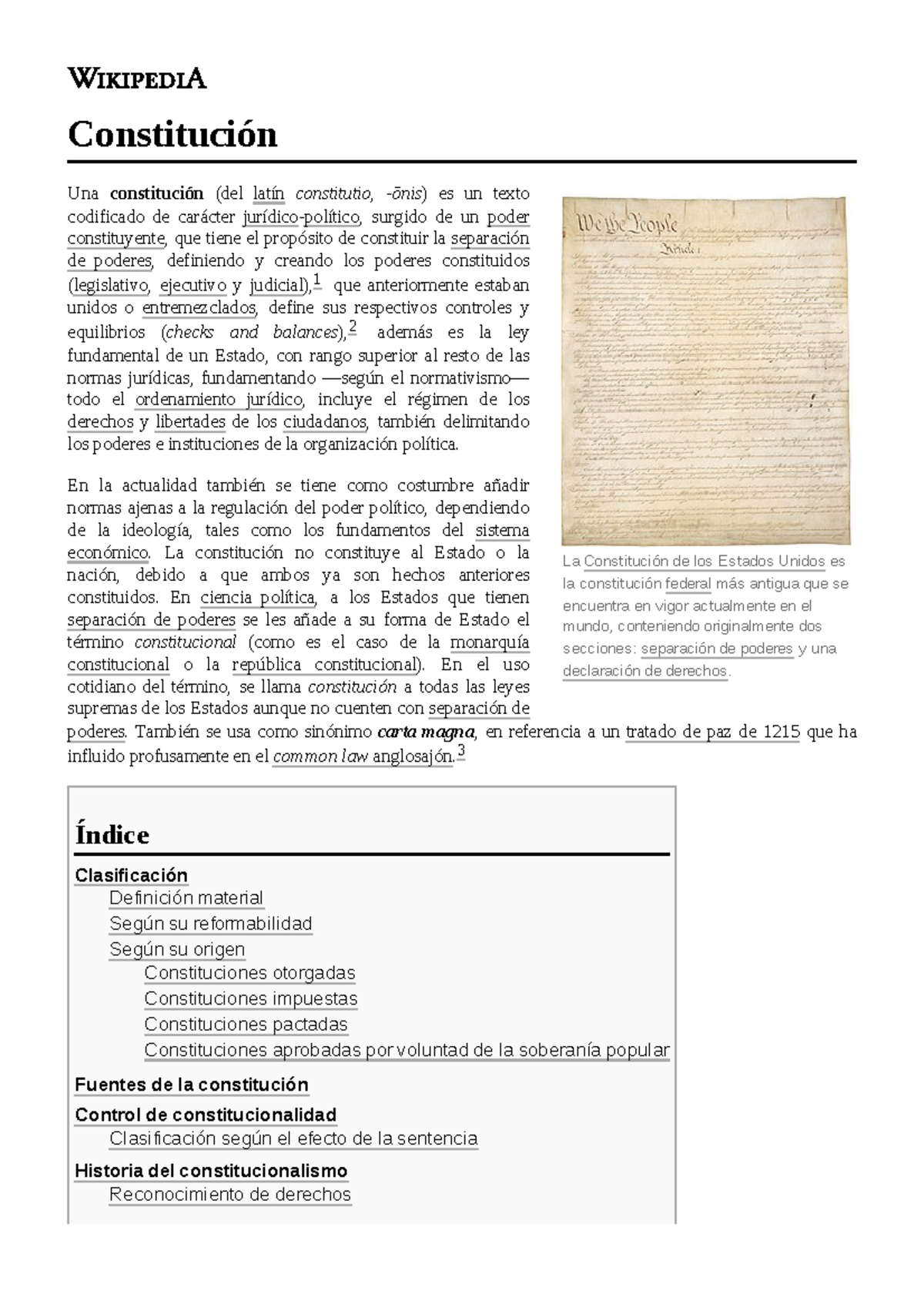 Constitución - Resumen - La Constitución de los Estados Unidos es la ...