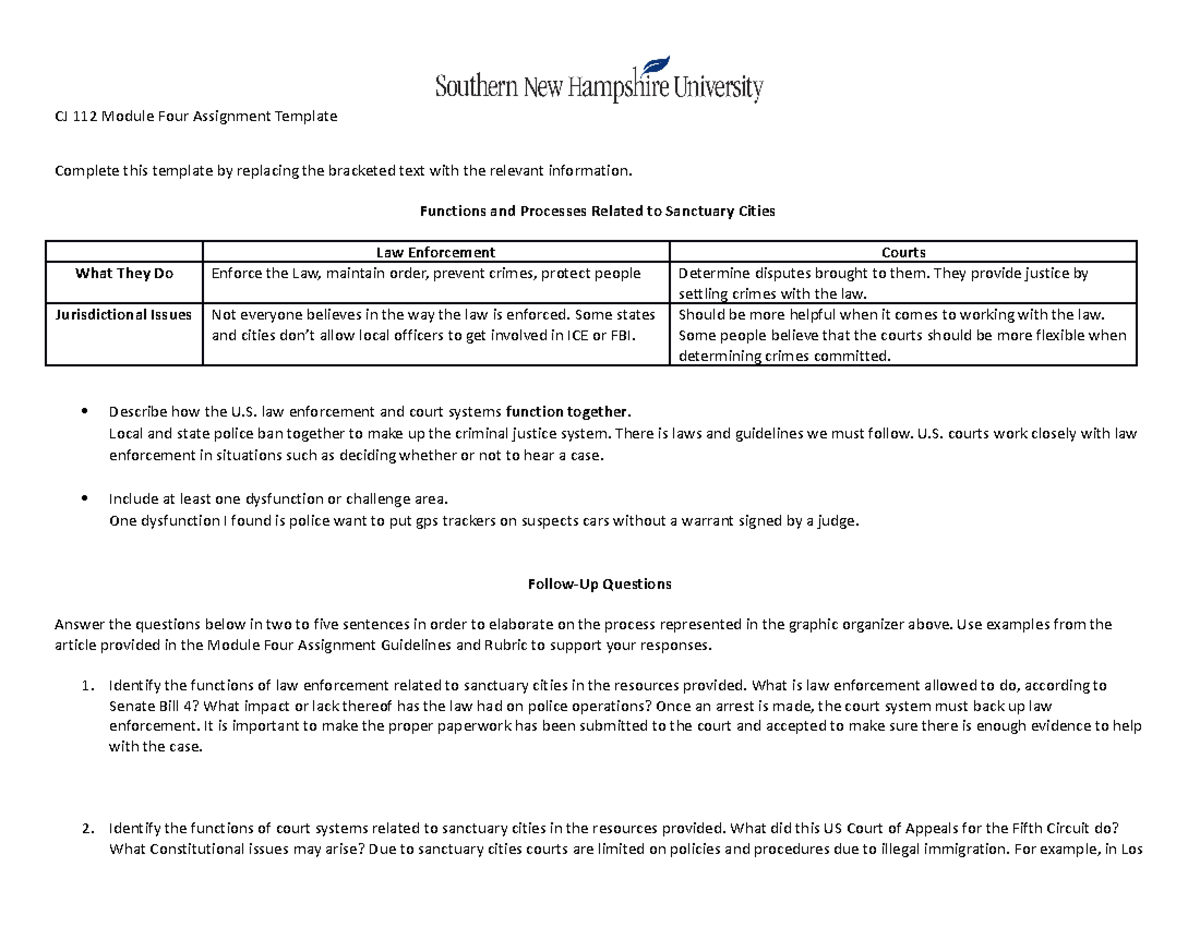 CJ 112 Module Four Assignment Template - CJ 112 Module Four Assignment ...