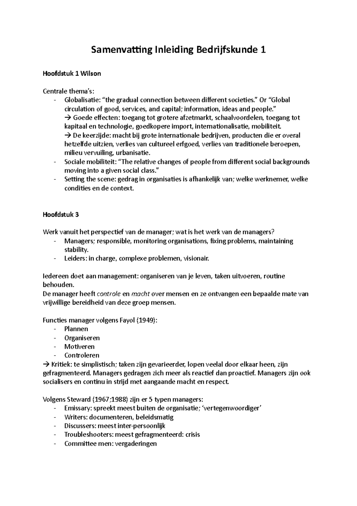 Samenvatting Inleiding Bedrijfskunde 1 - ” Or “Global Circulation Of ...