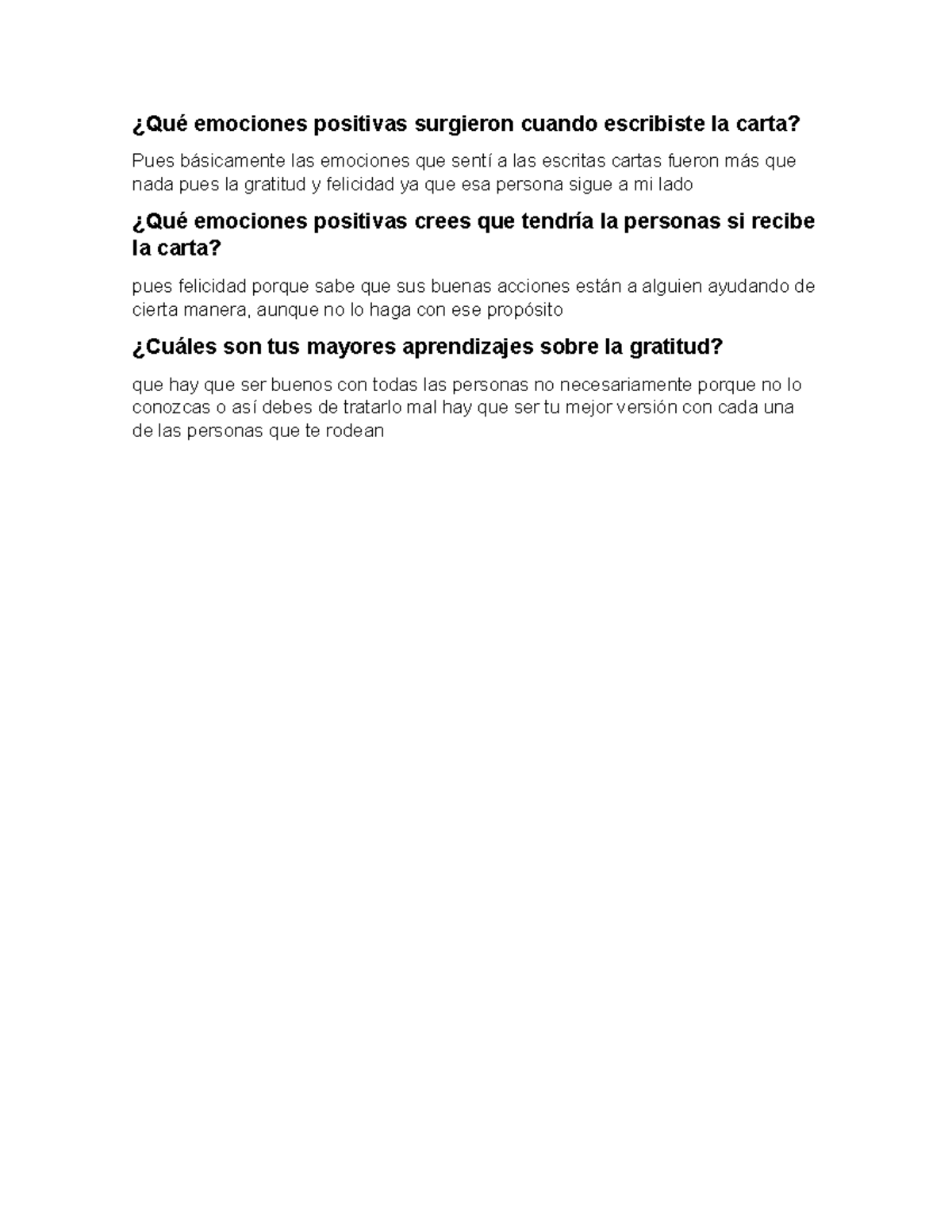 Actividad Qu Emociones Positivas Surgieron Cuando Escribiste La Carta Pues B Sicamente