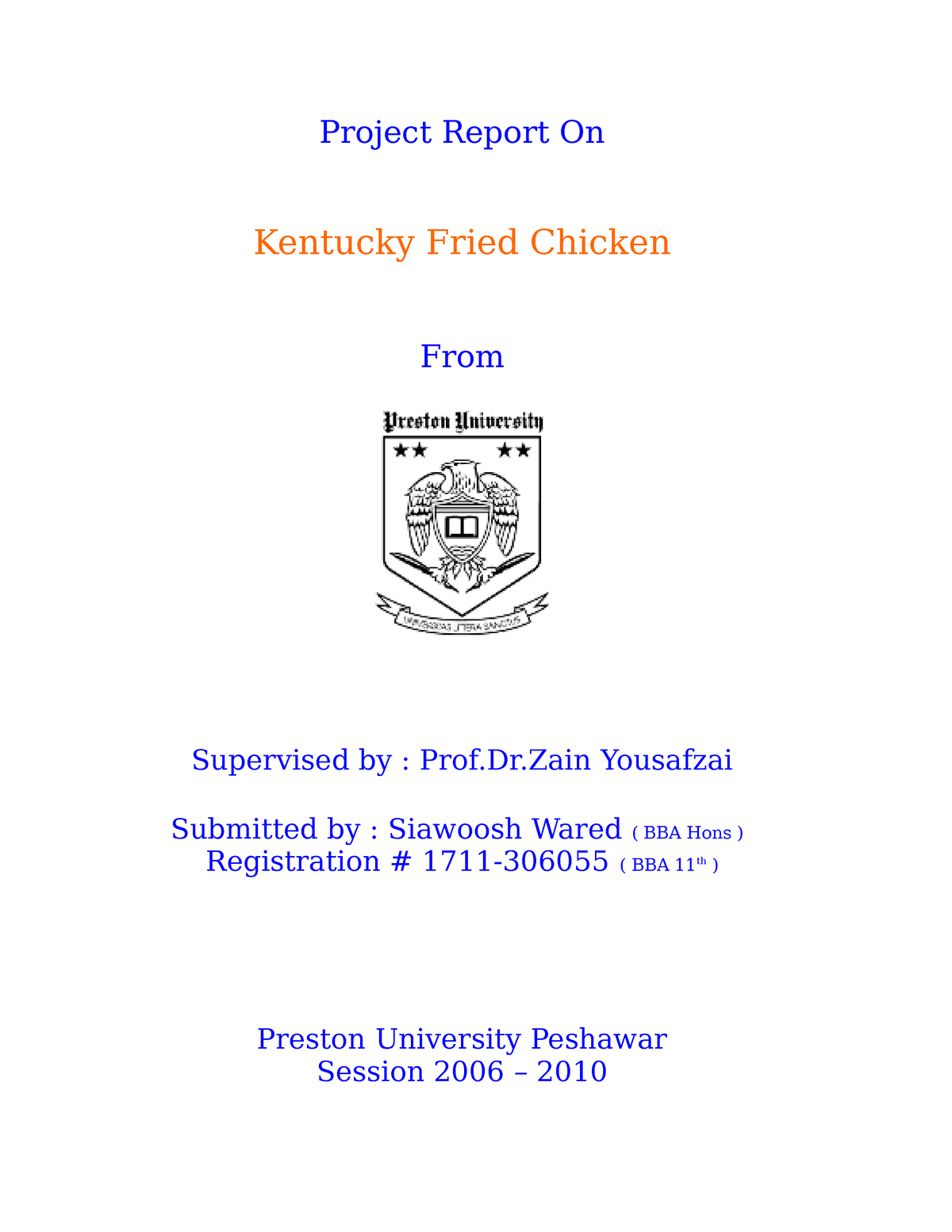 research report on kfc