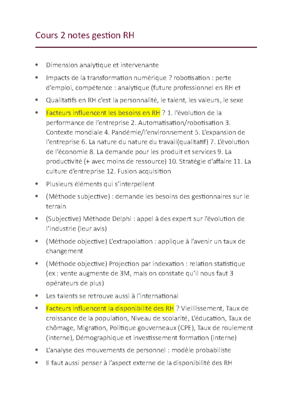Cours 2 notes gestion RH - l’évolution de la performance de l ...