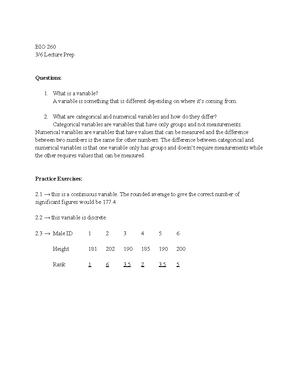 Bio 260 pop vs sample - These lecture notes are from biological ...