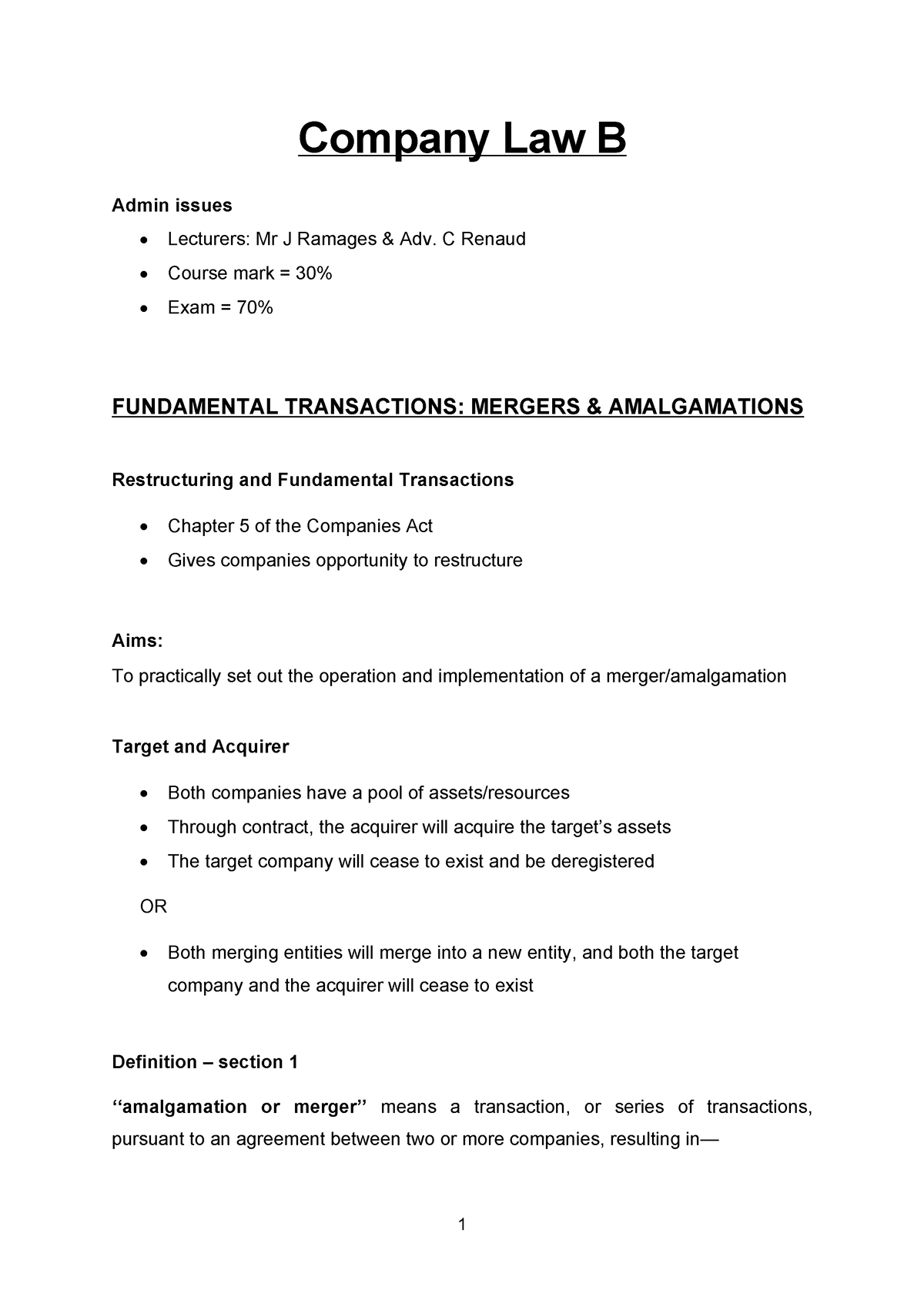 company-law-summary-company-law-b-admin-issues-lecturers-mr-j