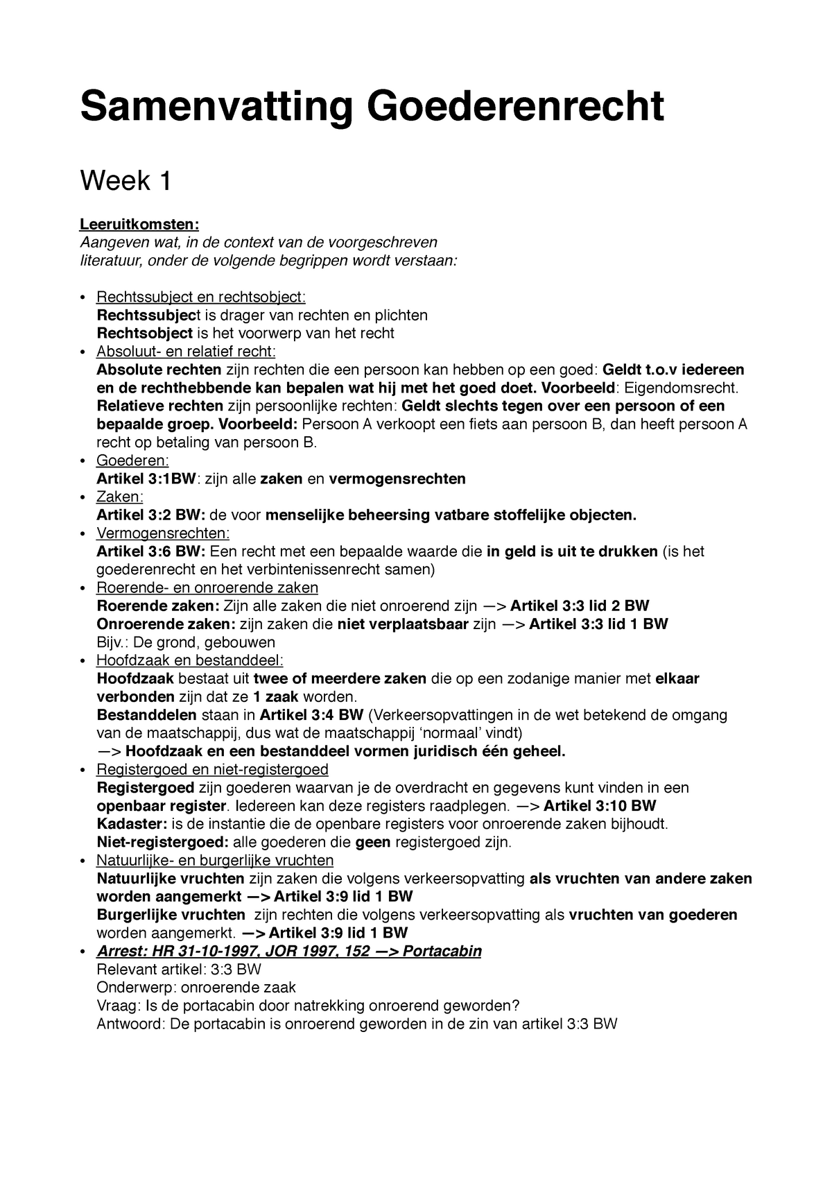 Samenvatting Goederenrecht 1pdf - Samenvatting Goederenrecht Week 1 ...