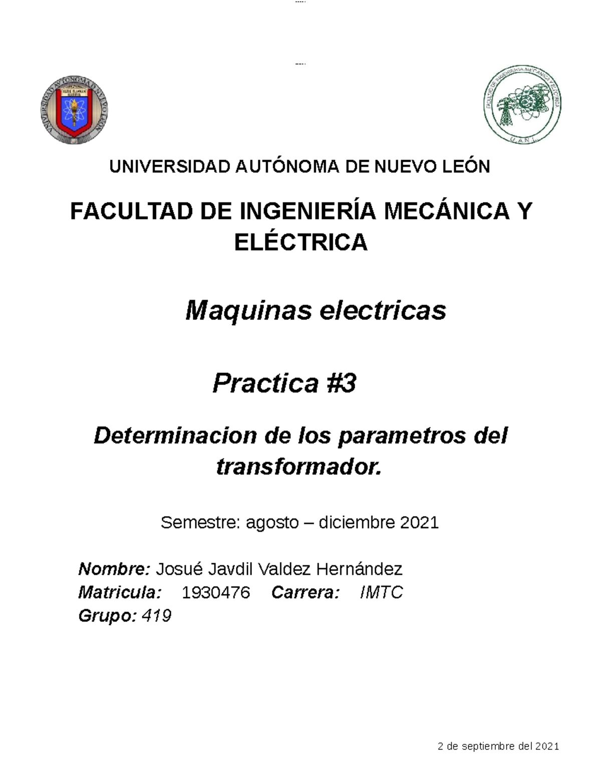 1930476 P3 MQE - Reporte 3 Maquinas Electricas - Máquinas Eléctricas ...