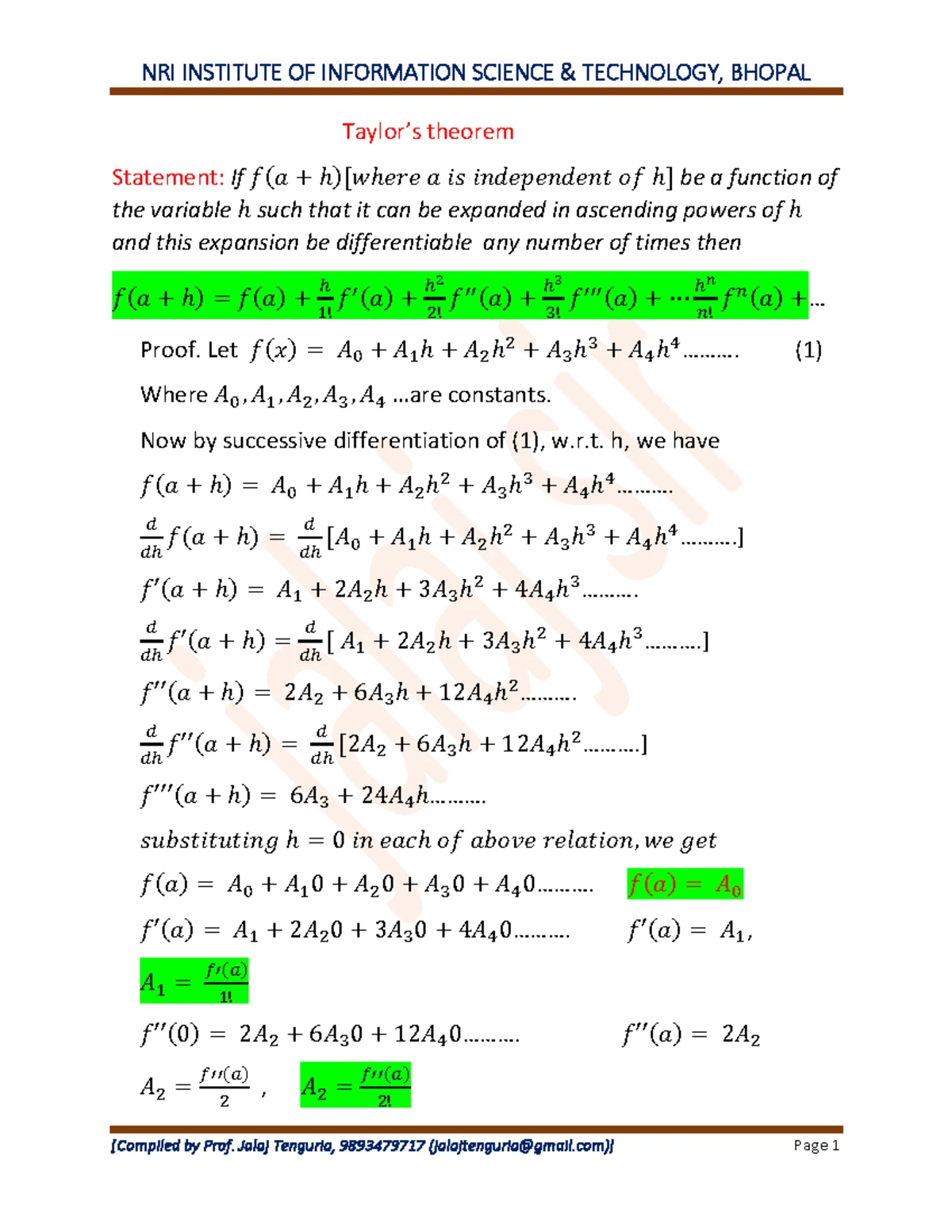 Partial derivatives - lecture notes - Partial differentiation In ...