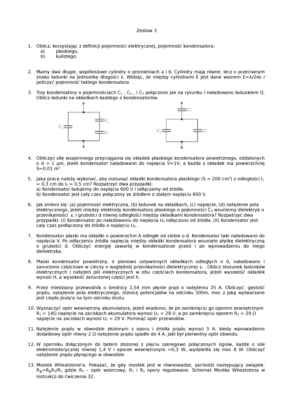 Zestaw-9 Elektrostatyka 2 - Zestaw 3 Oblicz, Korzystając Z Definicji ...