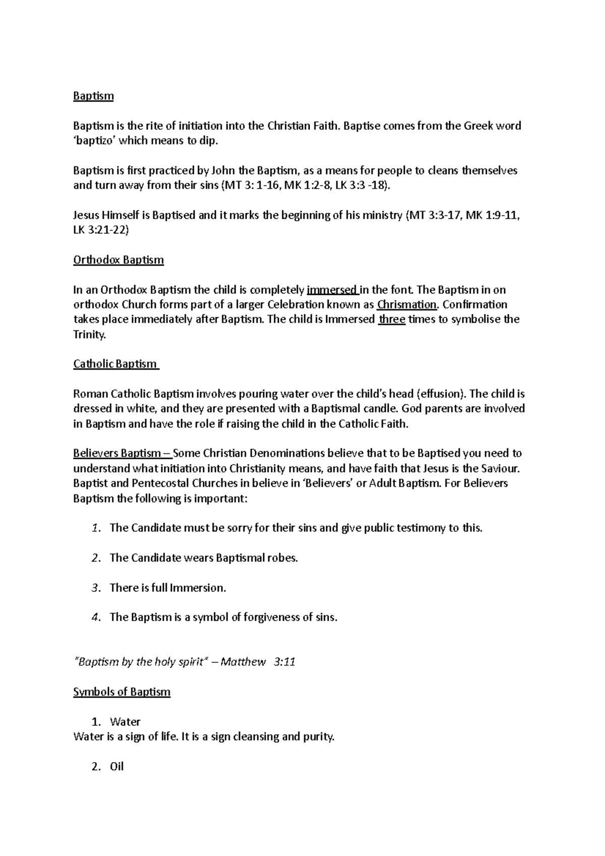 Baptism - Baptism Baptism is the rite of initiation into the Christian ...