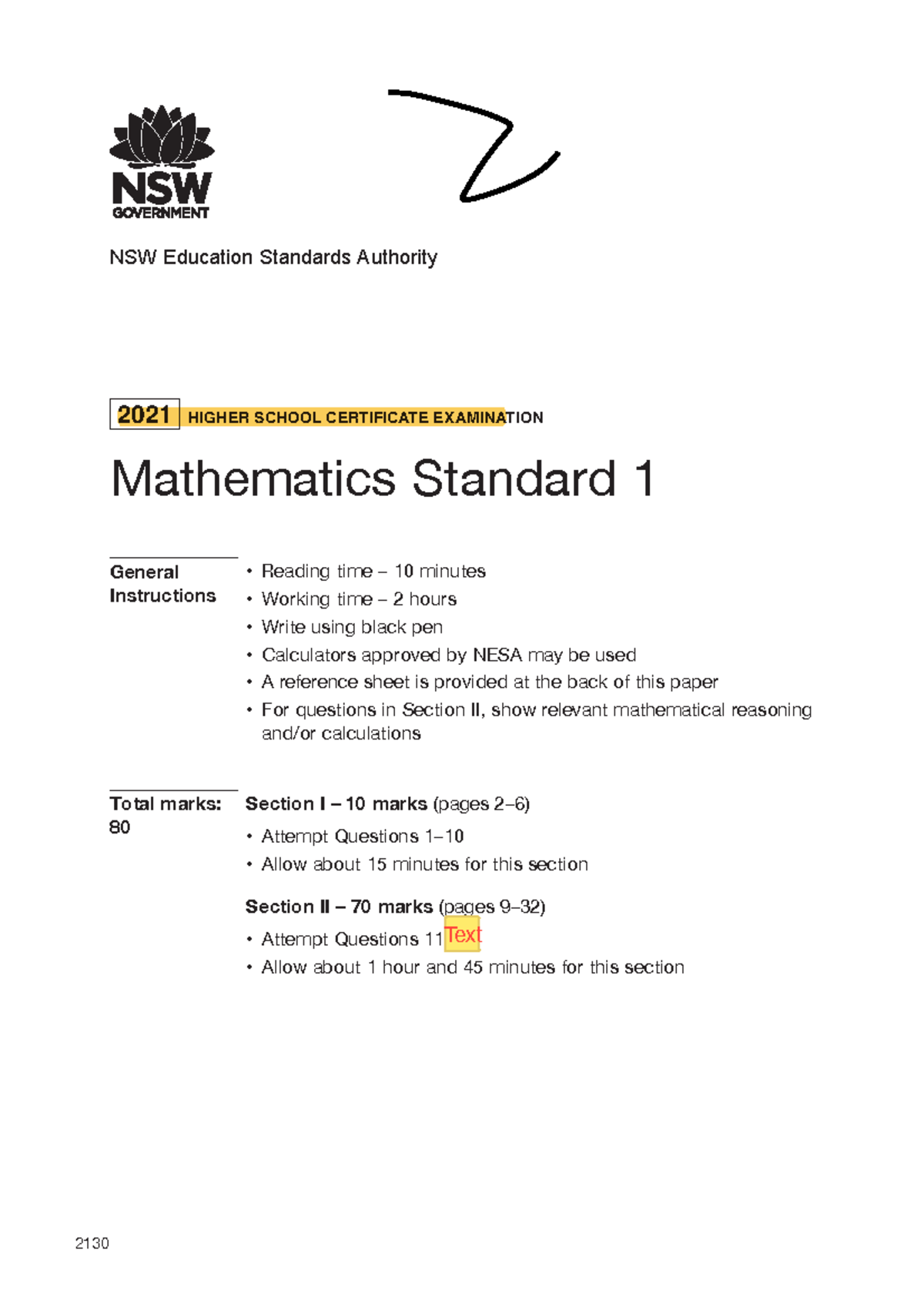 2021 hsc mathematics standard 1 - NSW Education Standards Authority ...