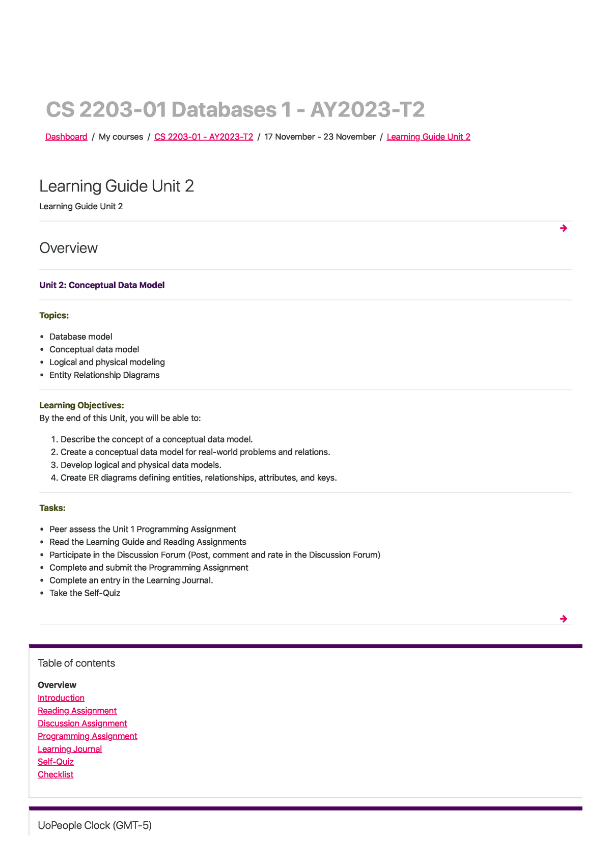 Learning Guide Unit 2 Overview - CS 2203 - 01 Databases 1 - AY 2023 - T ...