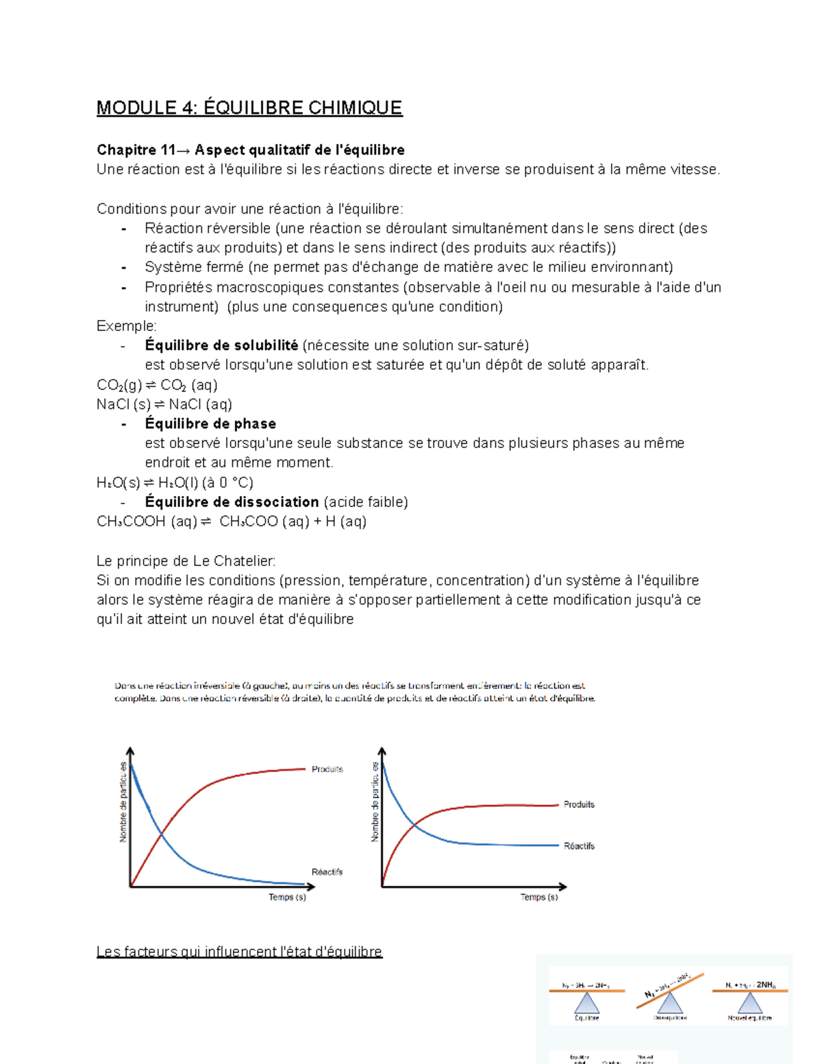 Module 4 É Quilibre Chimique - MODULE 4: ÉQUILIBRE CHIMIQUE Chapitre 11 ...