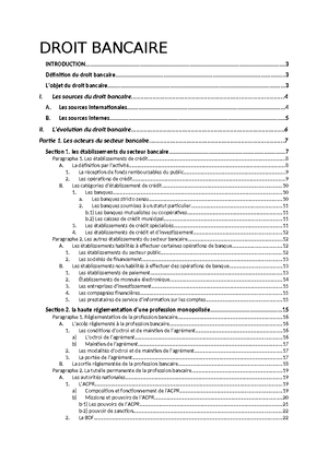 Copie De Cours Droit Bancaire M1 - Cours De Droit Bancaire Introduction ...