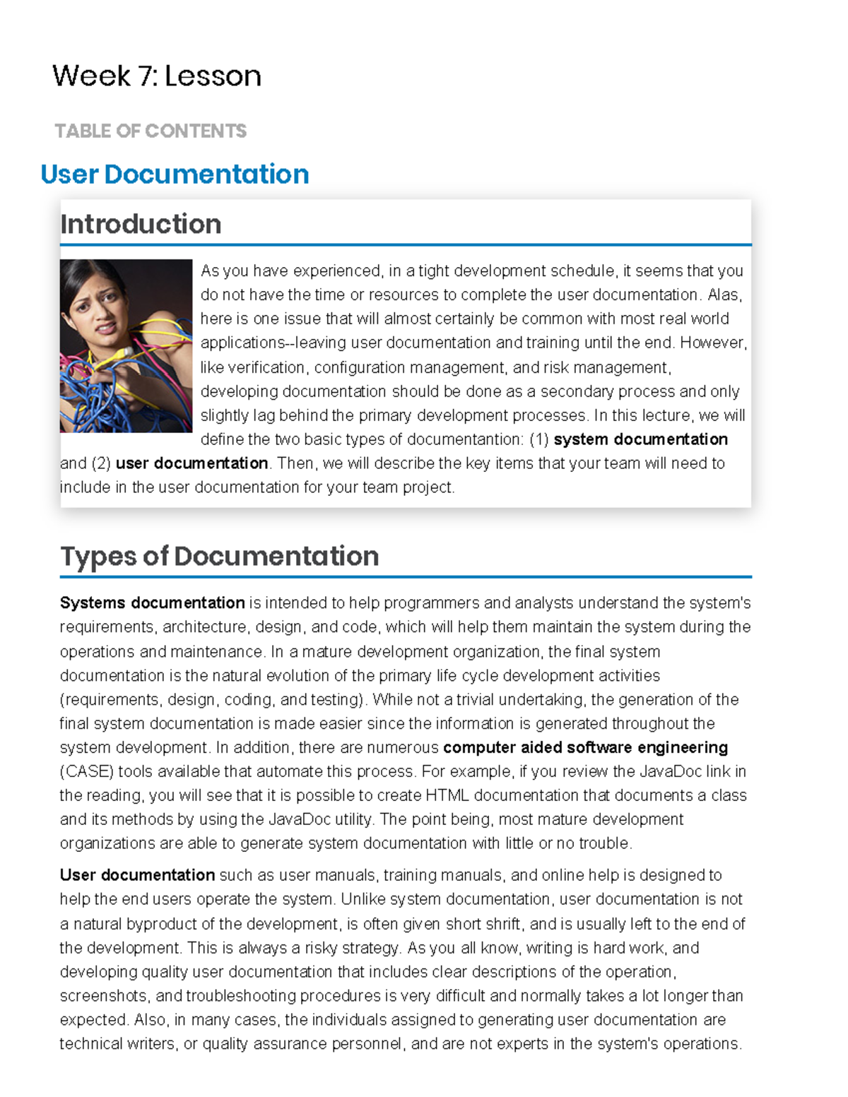 Week 7 Lesson Computer Information Systems Senior Project - 62498 ...