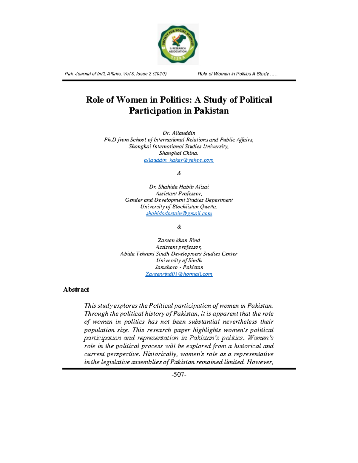 27 role of women in politics a study of political participation in ...