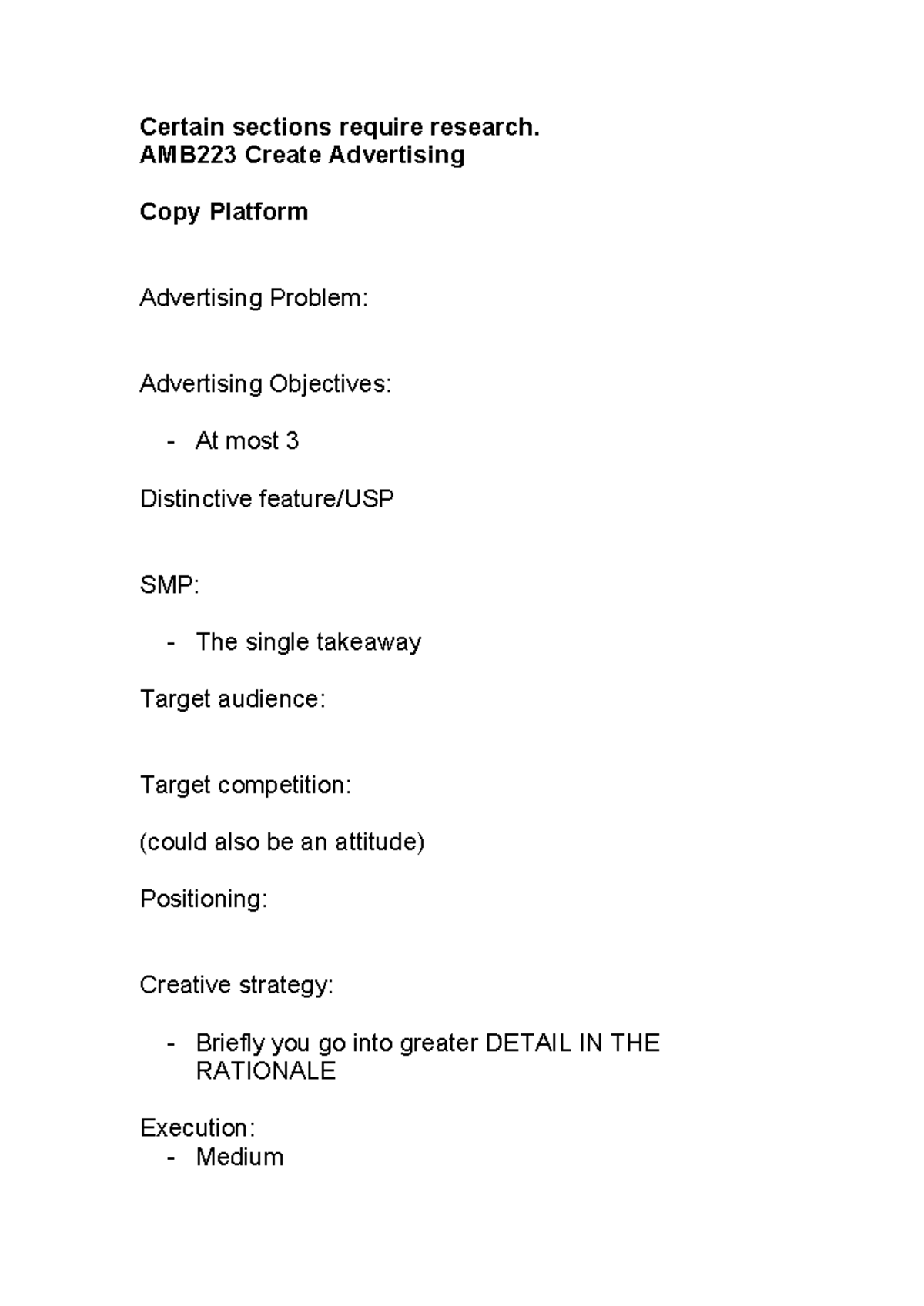 AMB223 COPY Platform Format(1) - AMB223 - Certain sections require ...