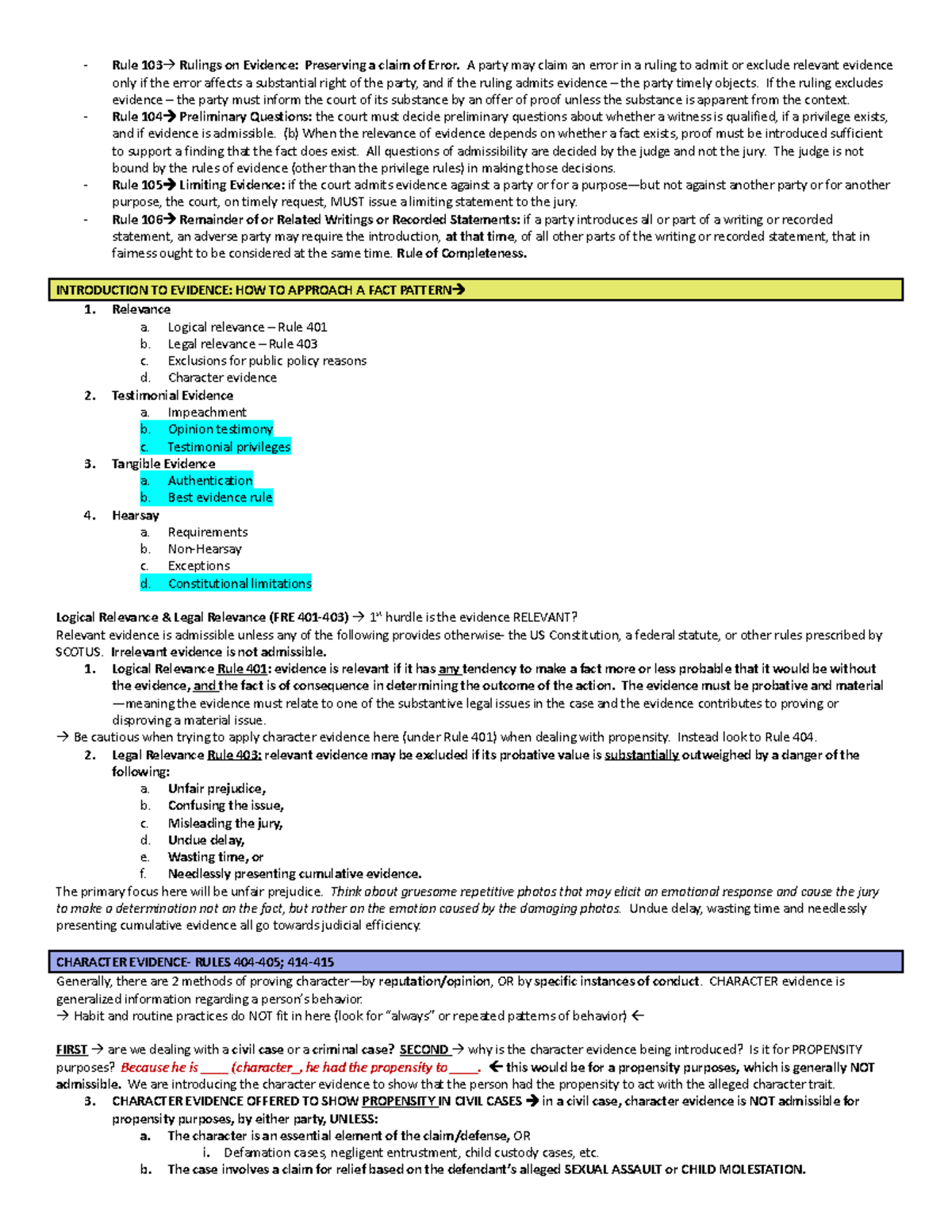 Revised Evidence Outline 7 - Evid 101 - Studocu