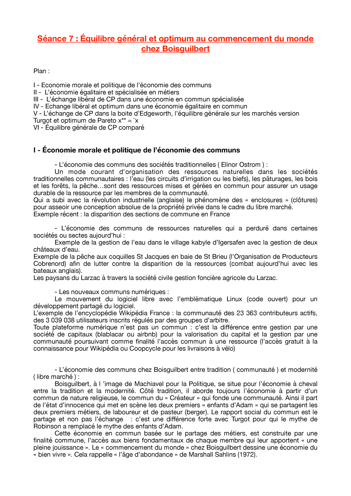 Séance 7 Microéconomie Séance 7 Équilibre général et optimum au