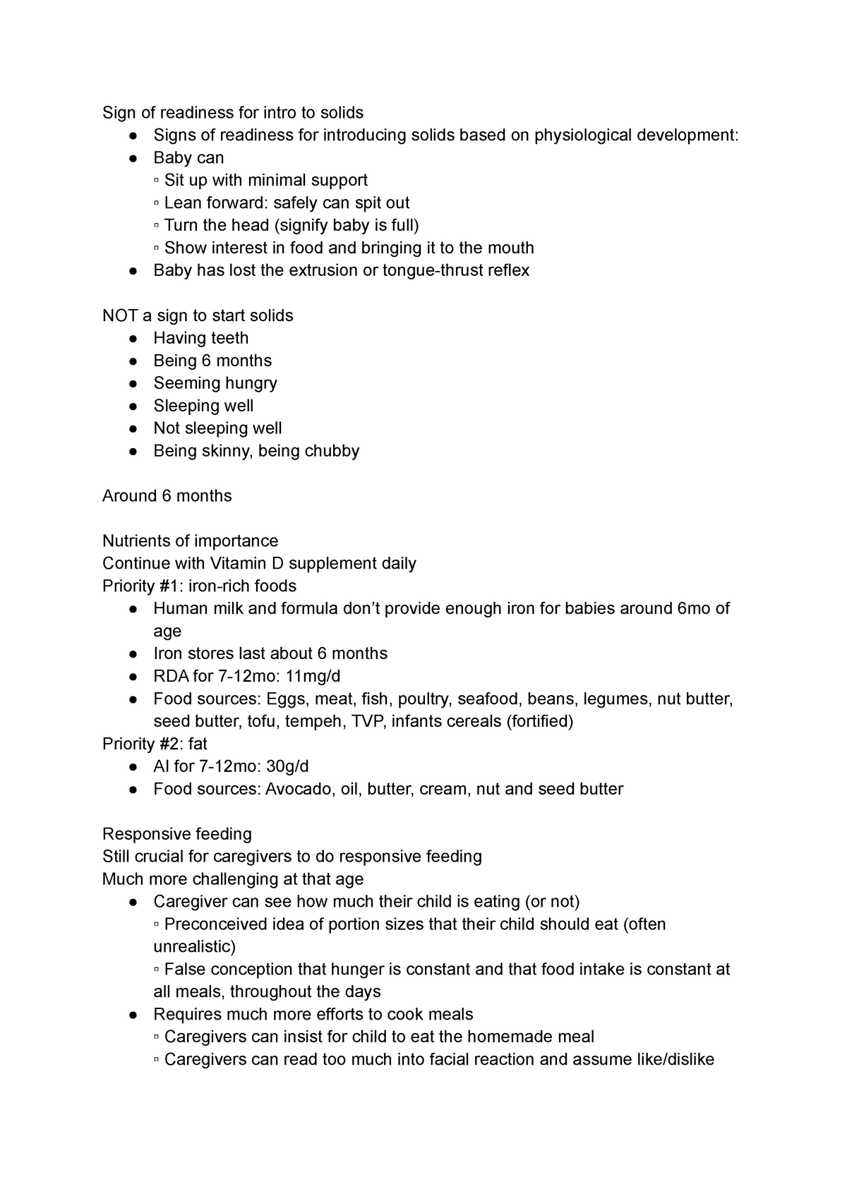 NUTR2050 Week 9 2021 Fall - Sign of readiness for intro to solids Signs ...