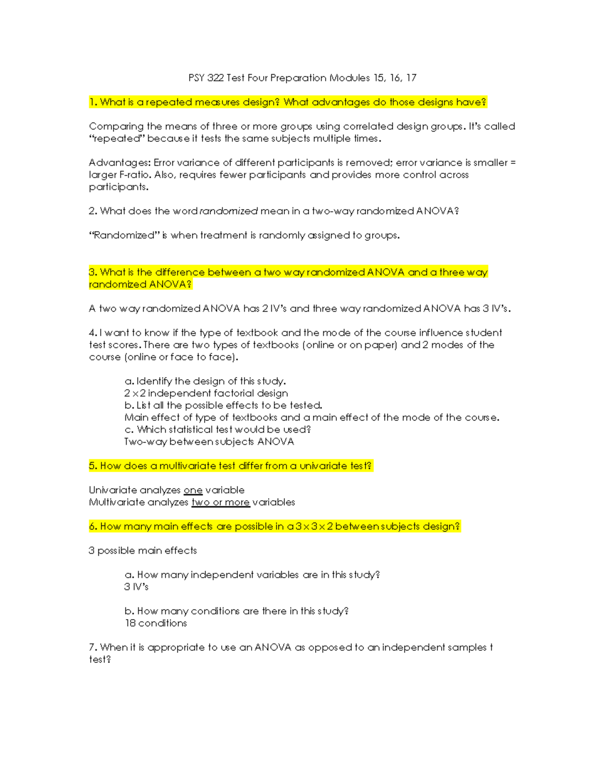 Exam 4 Study Guide - PSY 322 Test Four Preparation Modules 15, 16, 17 ...
