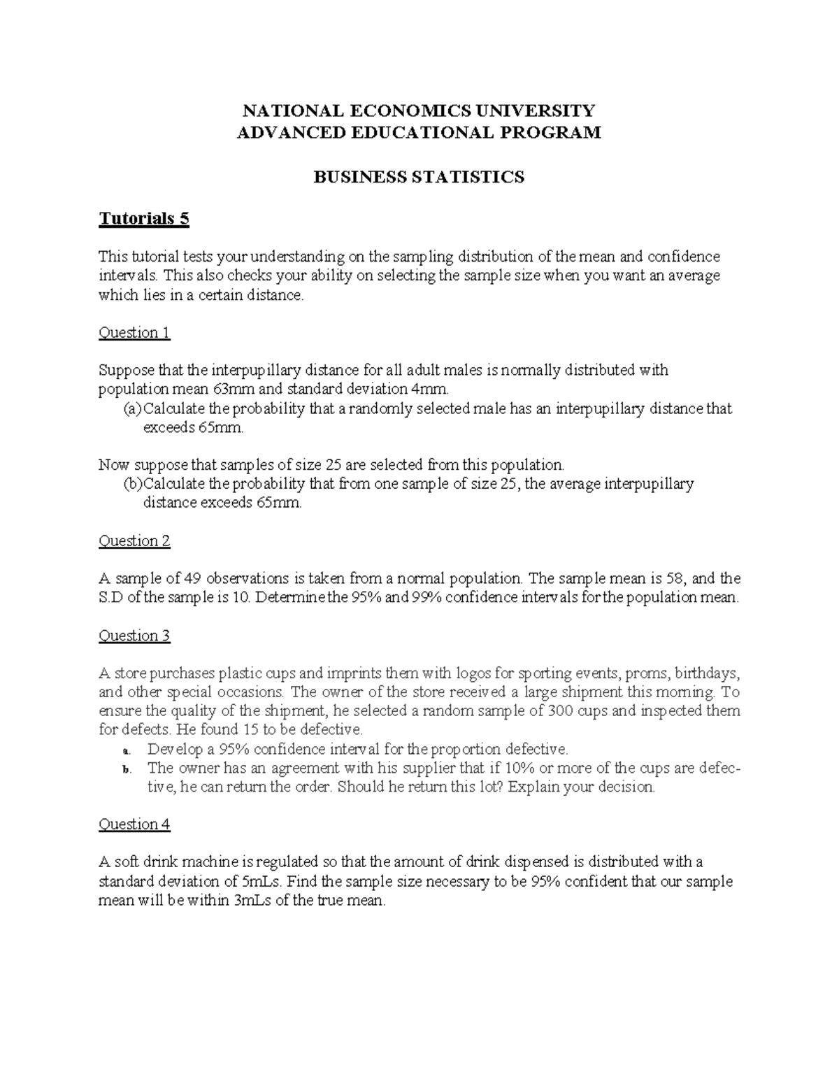 Tutorials 5 sup - NATIONAL ECONOMICS UNIVERSITY ADVANCED EDUCATIONAL ...