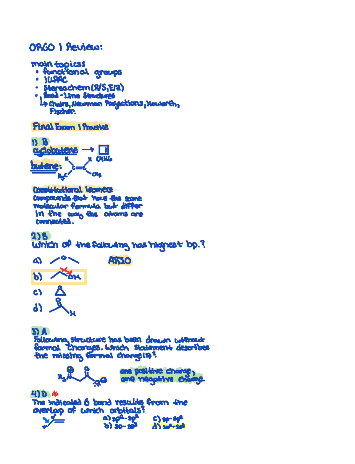 ACS ORGO Review - ORGO 1 Review Main Topics Functional Groups IUPAC ...