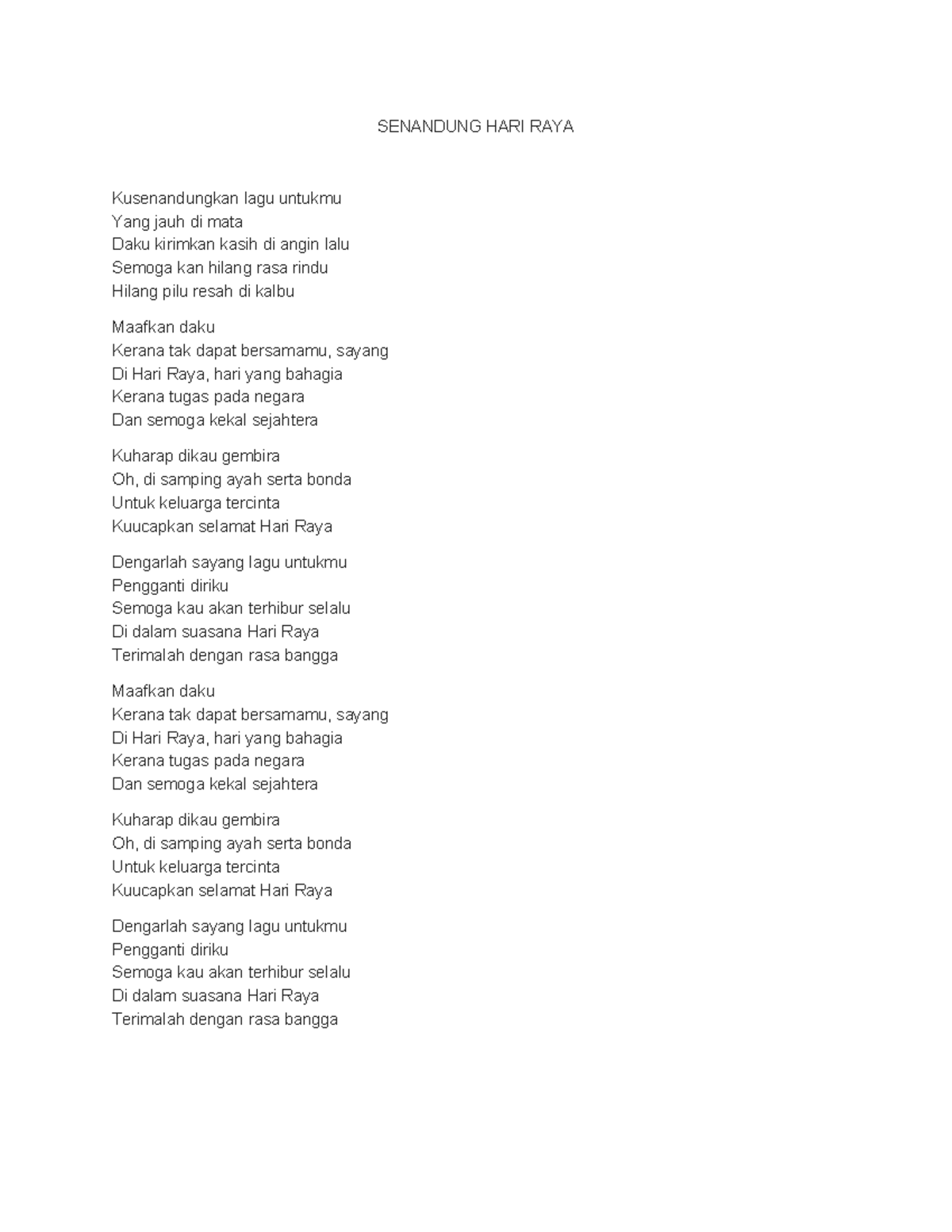Lirik senandung hari raya - SENANDUNG HARI RAYA Kusenandungkan lagu ...