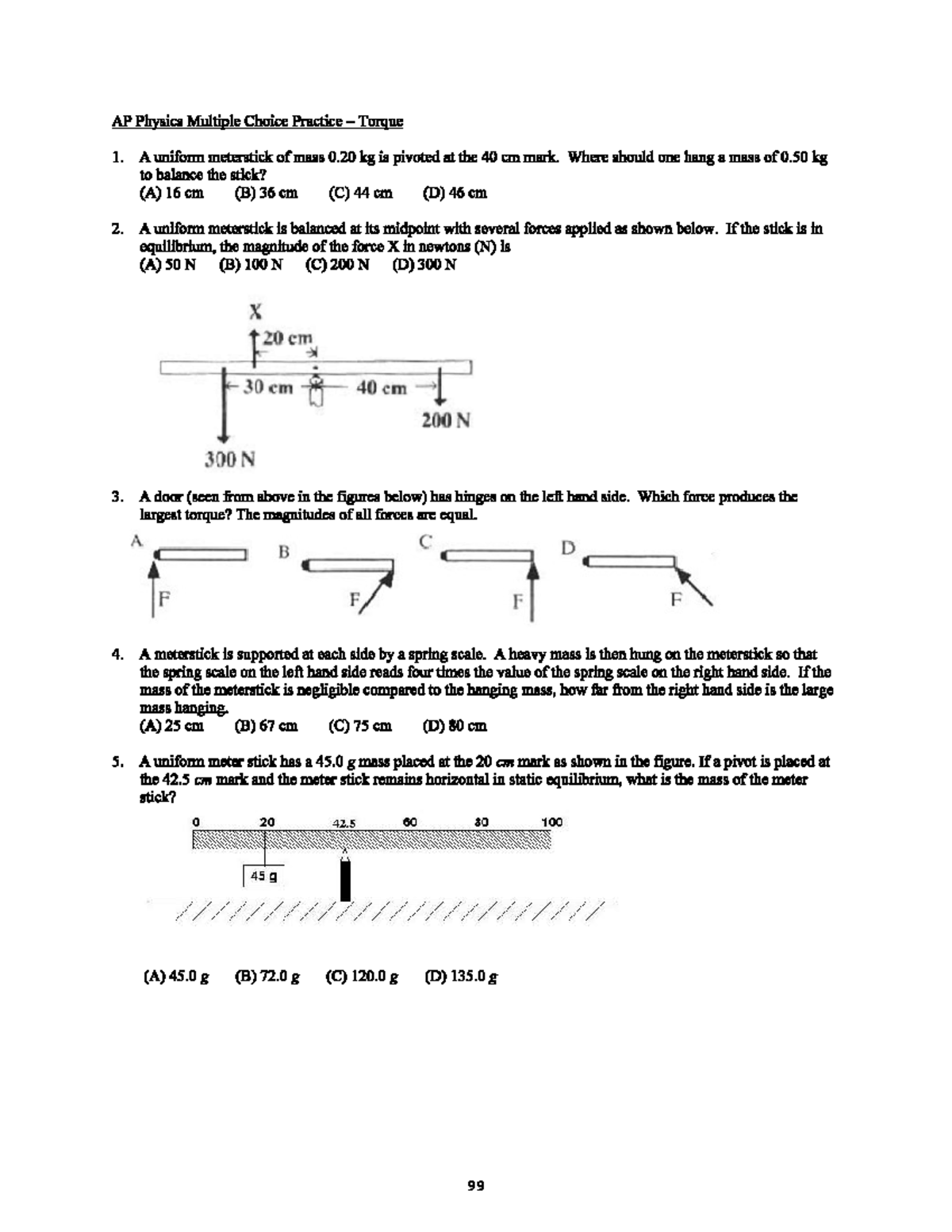 Copy of Physics Torque Problems - AS101 - Studocu