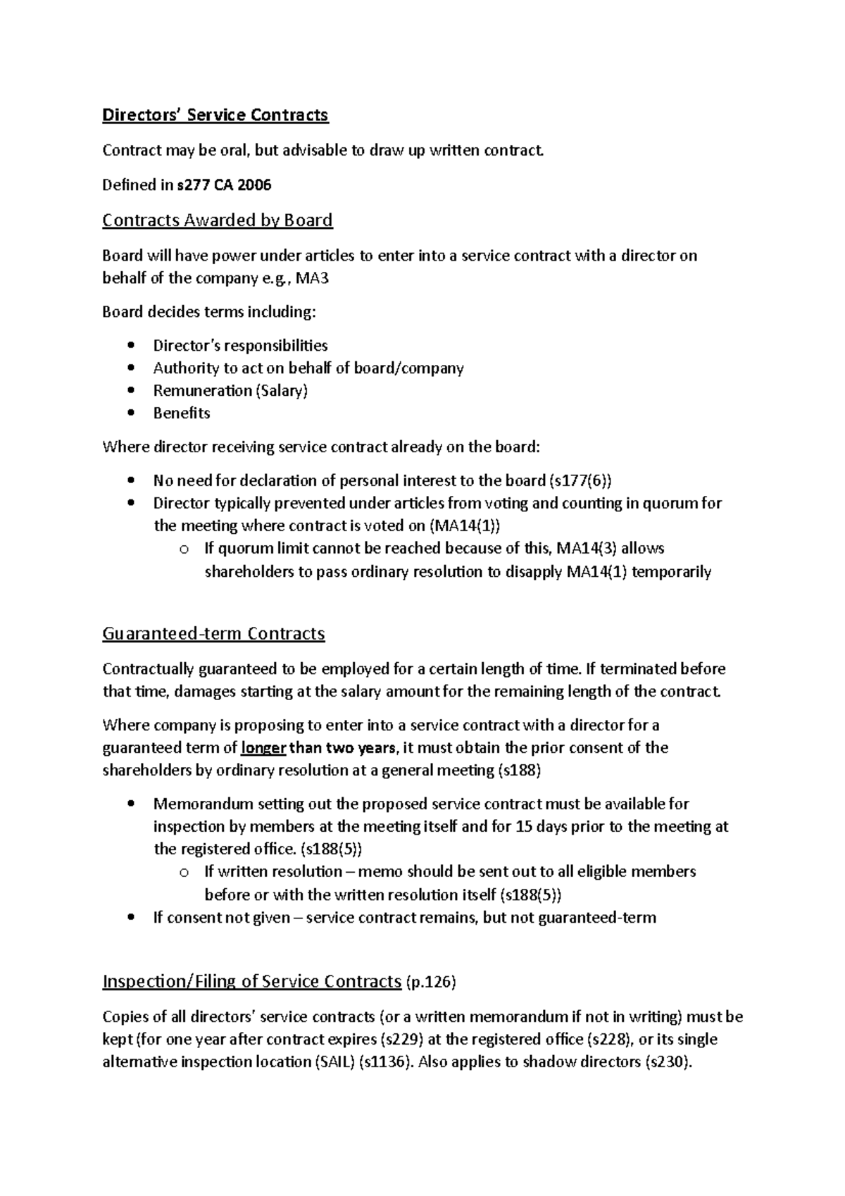 Directors' Service Contracts - Directors’ Service Contracts Contract ...