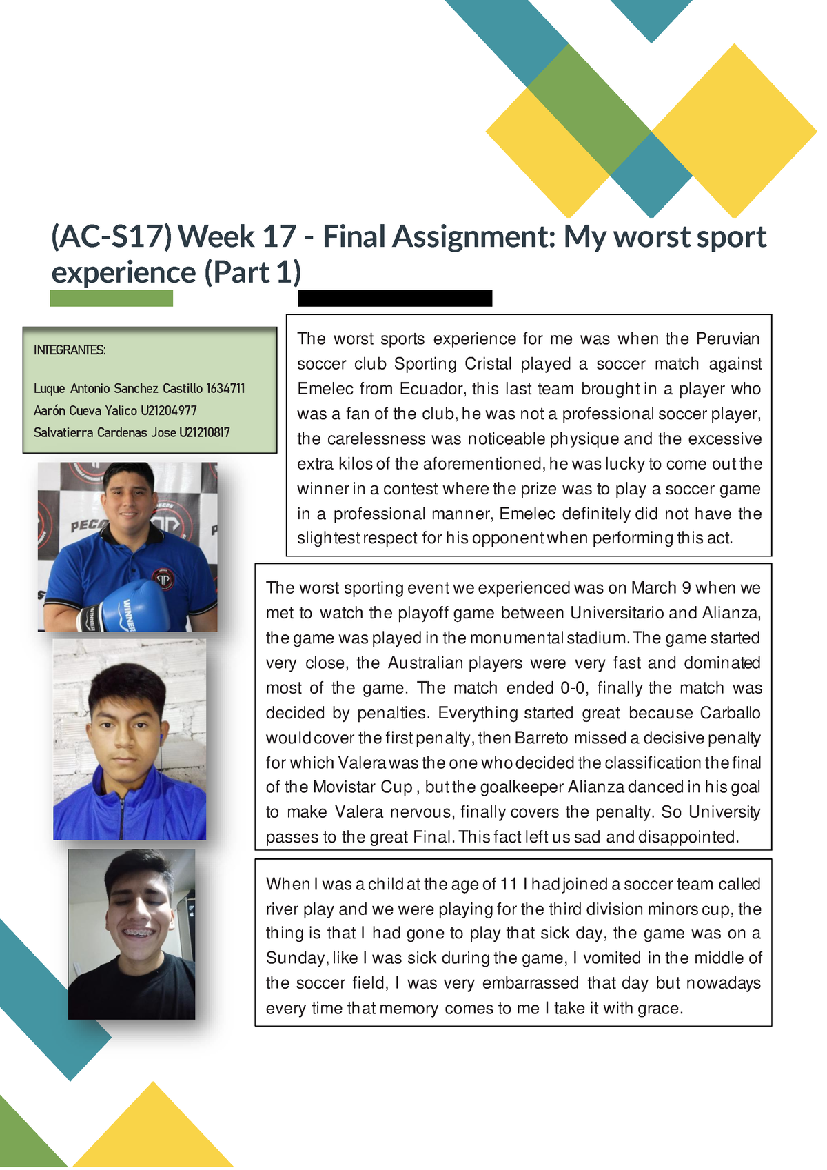 final assignment my worst sport experience (part 1)