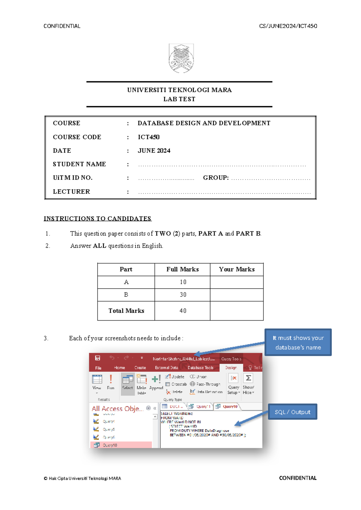 LAB TEST JUNE 20242 - lab test - UNIVERSITI TEKNOLOGI MARA LAB TEST ...