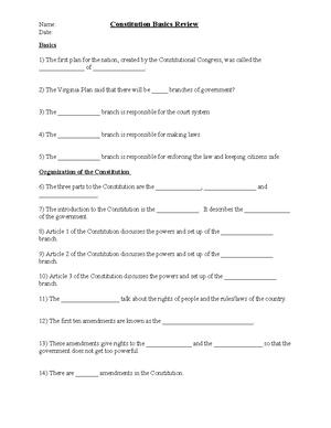 Crossword EOC Part IV - CIVICS EOC PRACTICE MATERIAL - Name