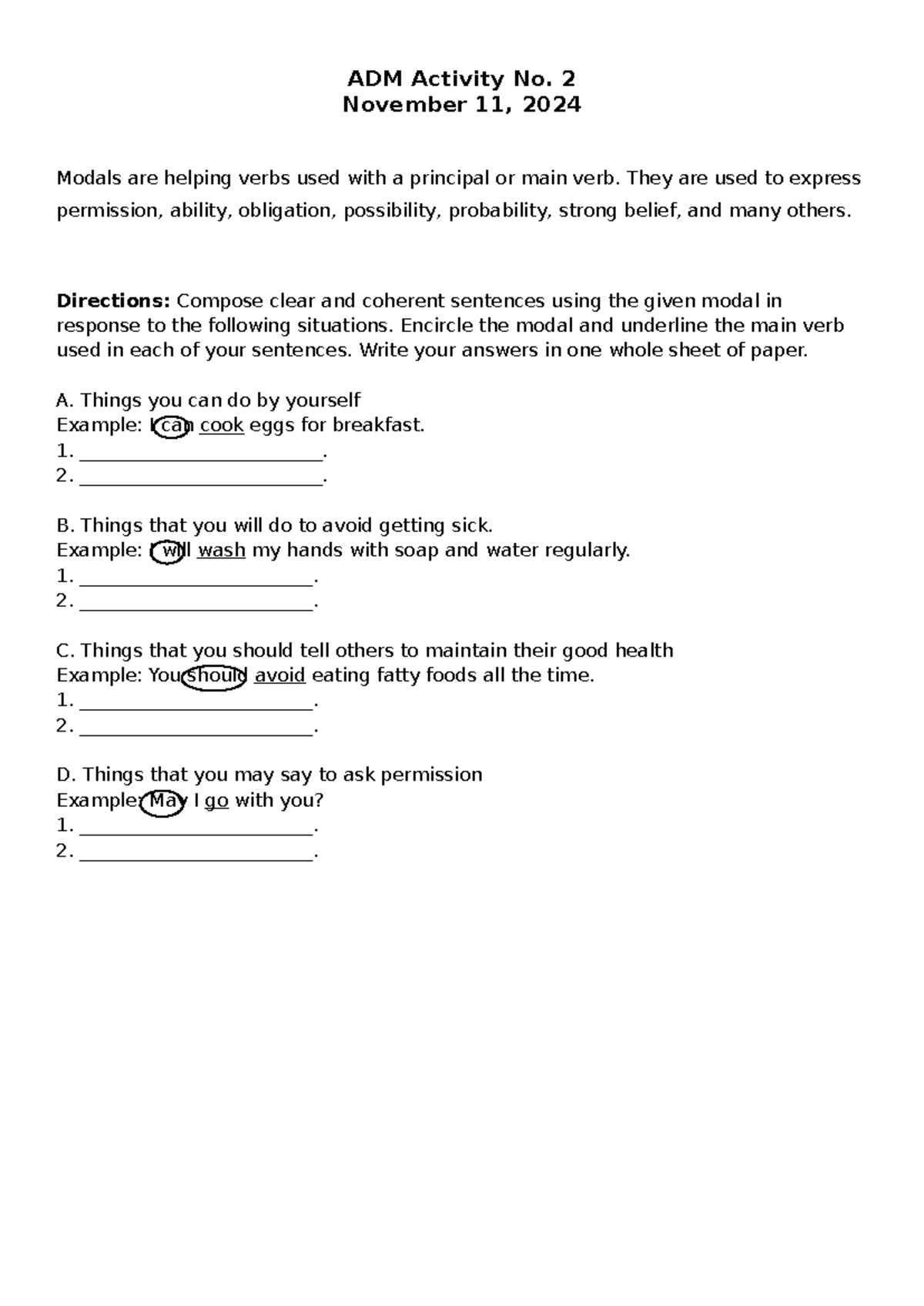 English ADM-No - for helping - ADM Activity No. 2 November 11, 2024 ...
