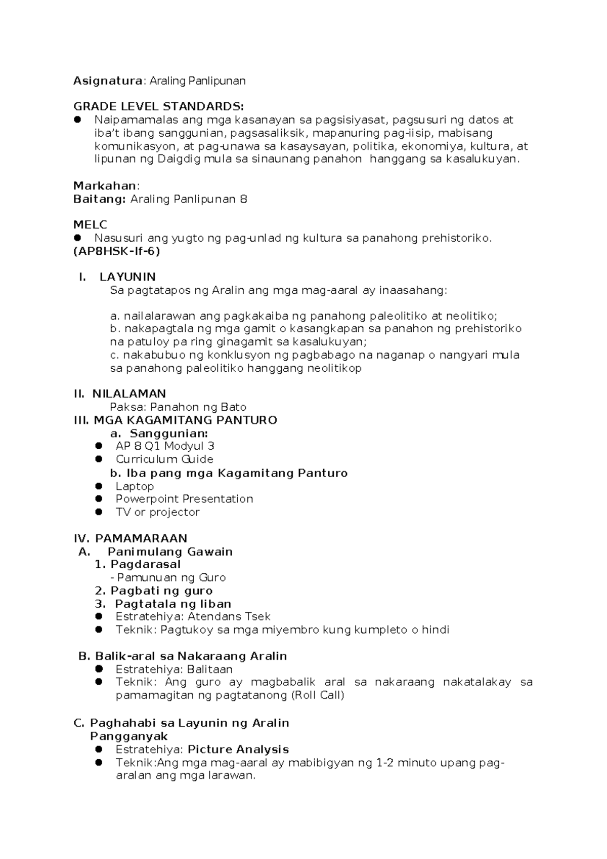 Exit Demo - AP 8 - Semi-detailed lesson plan in AP 8. I used this ...