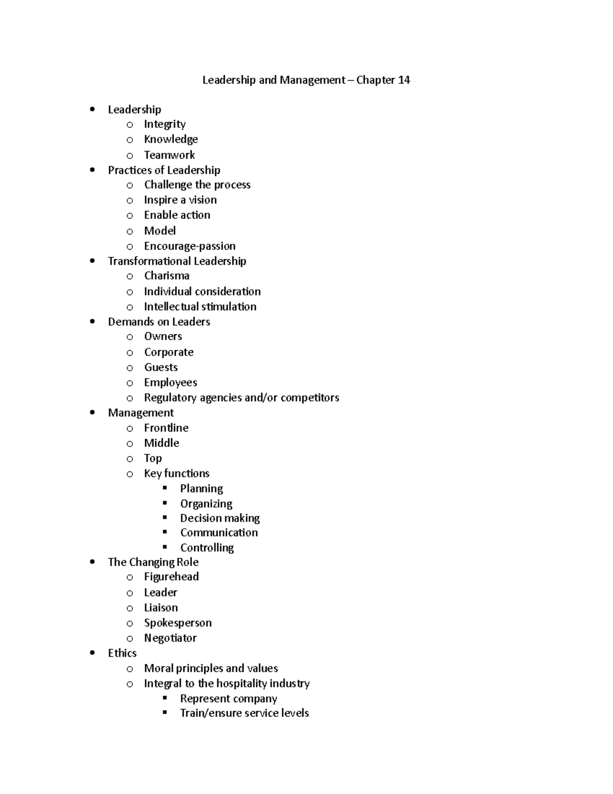 Leadership And Management - Chap 14 - Leadership And Management ...