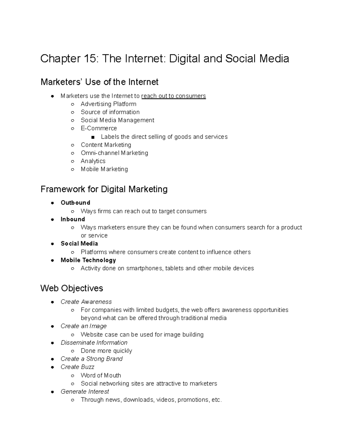 MKTG420 Ch15 - Chapter summary - Chapter 15: The Internet: Digital and ...