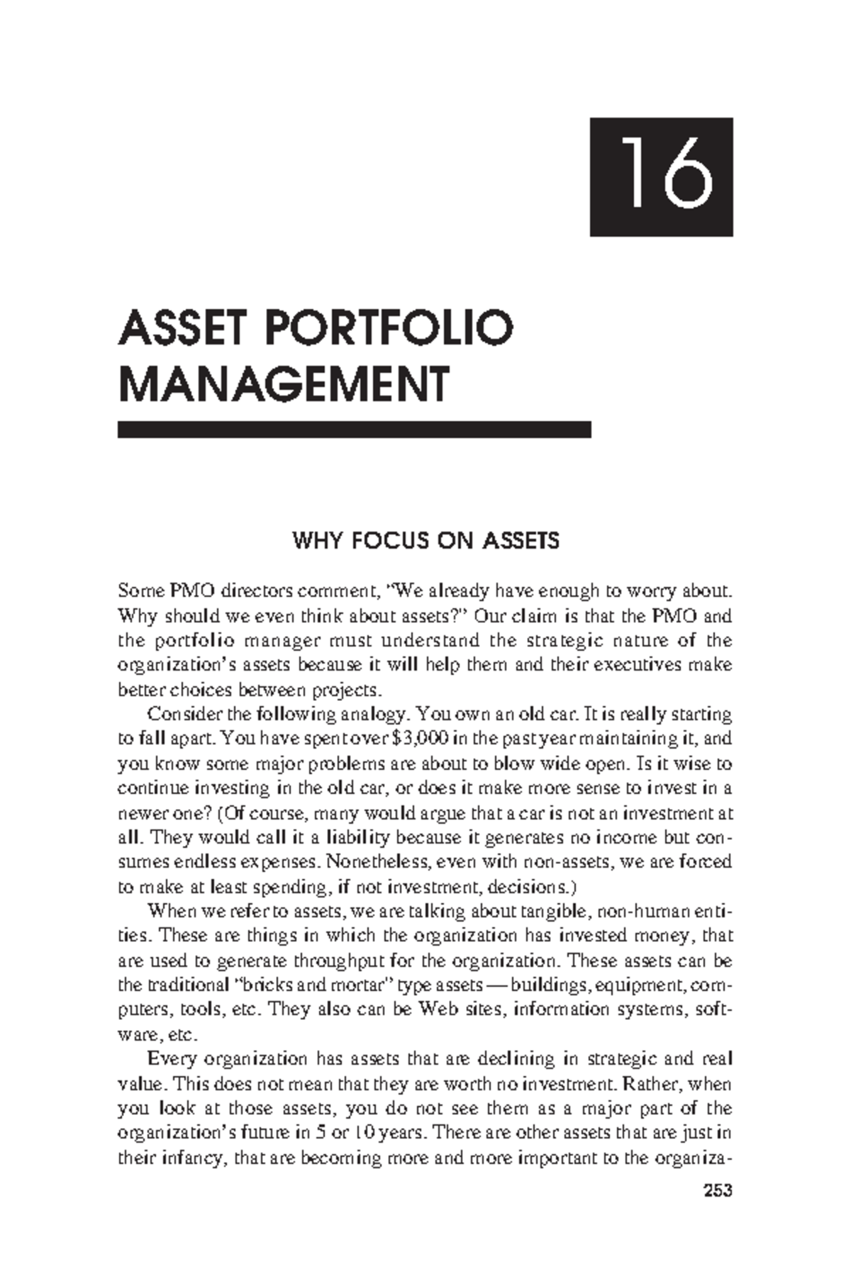 Chapter 16 - Asset Portfolio Management - 16 ASSET PORTFOLIO MANAGEMENT ...