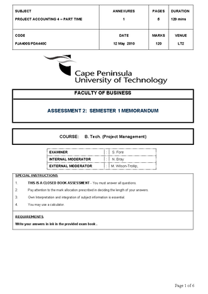 Tutorial 1 Estimation & Project Selection - TUTORIAL 1: ESTIMATION ...