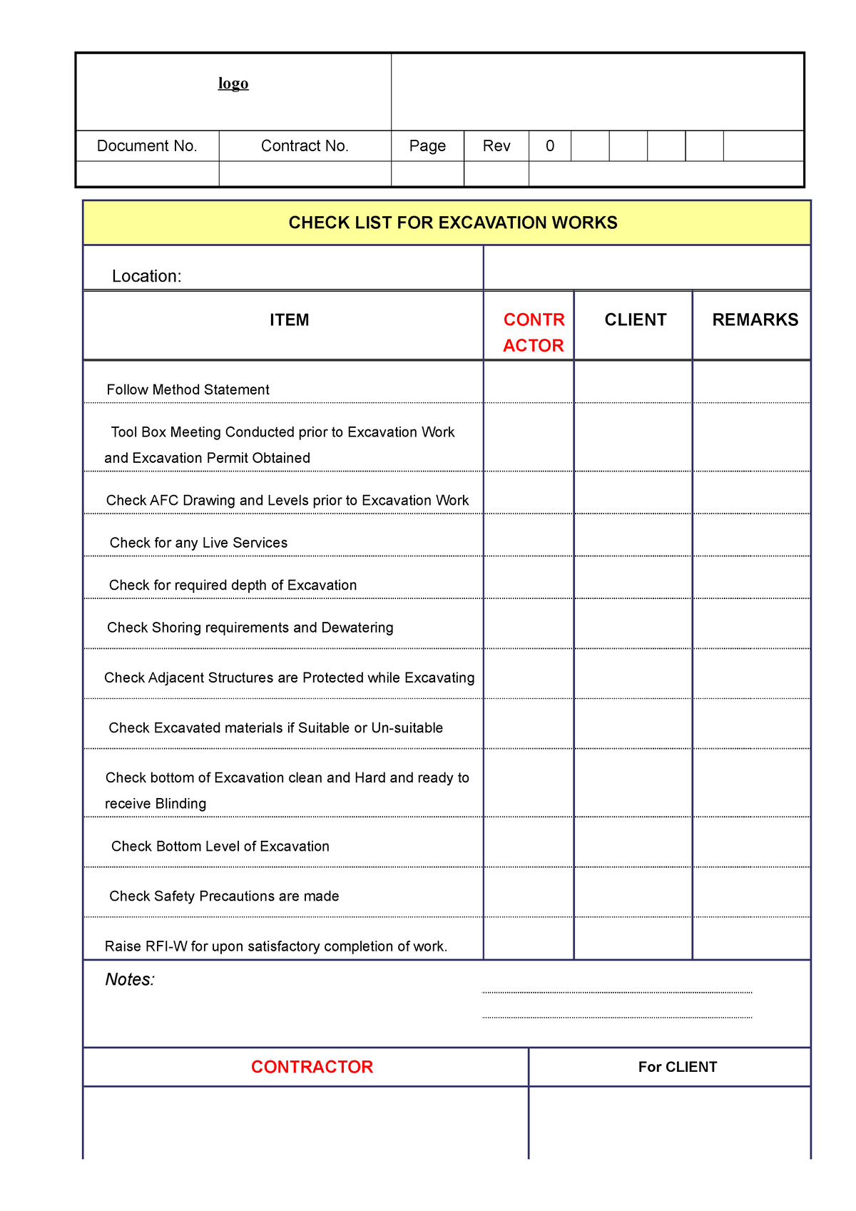 Cl Excavation 2 - Check List - Bs In Civil Engineering - Studocu