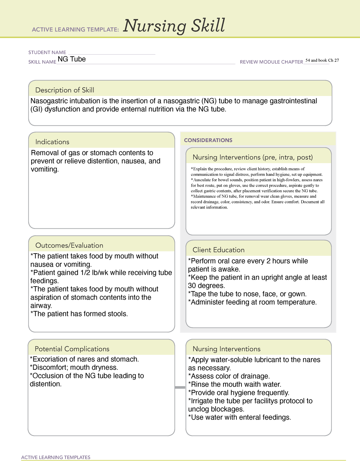 Active Learning Template NG Tube