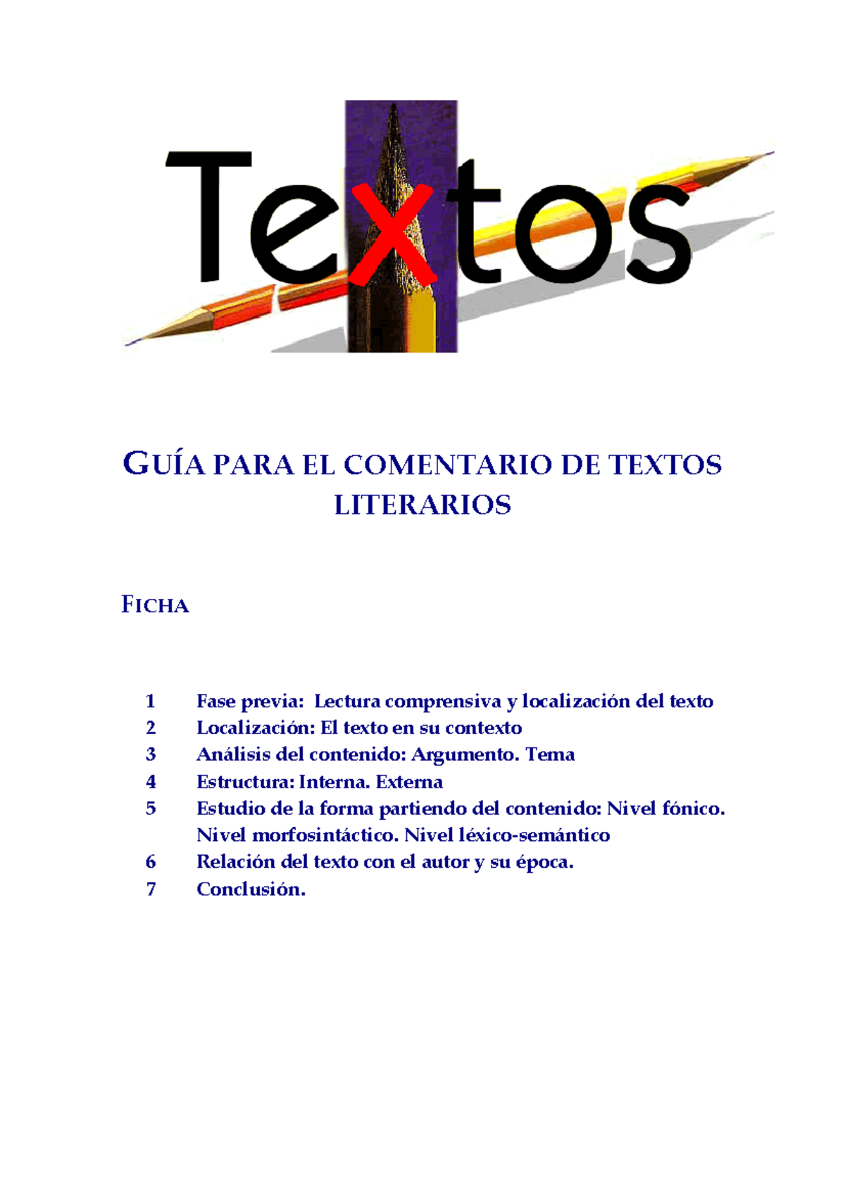 Guía Para Comentario Texto - PARA EL COMENTARIO DE TEXTOS LITERARIOS ...