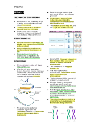 Midterm Notes in Cytogenetics MTE 111 Lecture - INHERITANCE Following ...