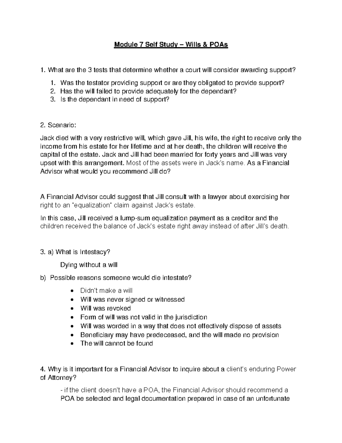 Module s 1 to 7 in the financial planning BMFS 204 course at Humber