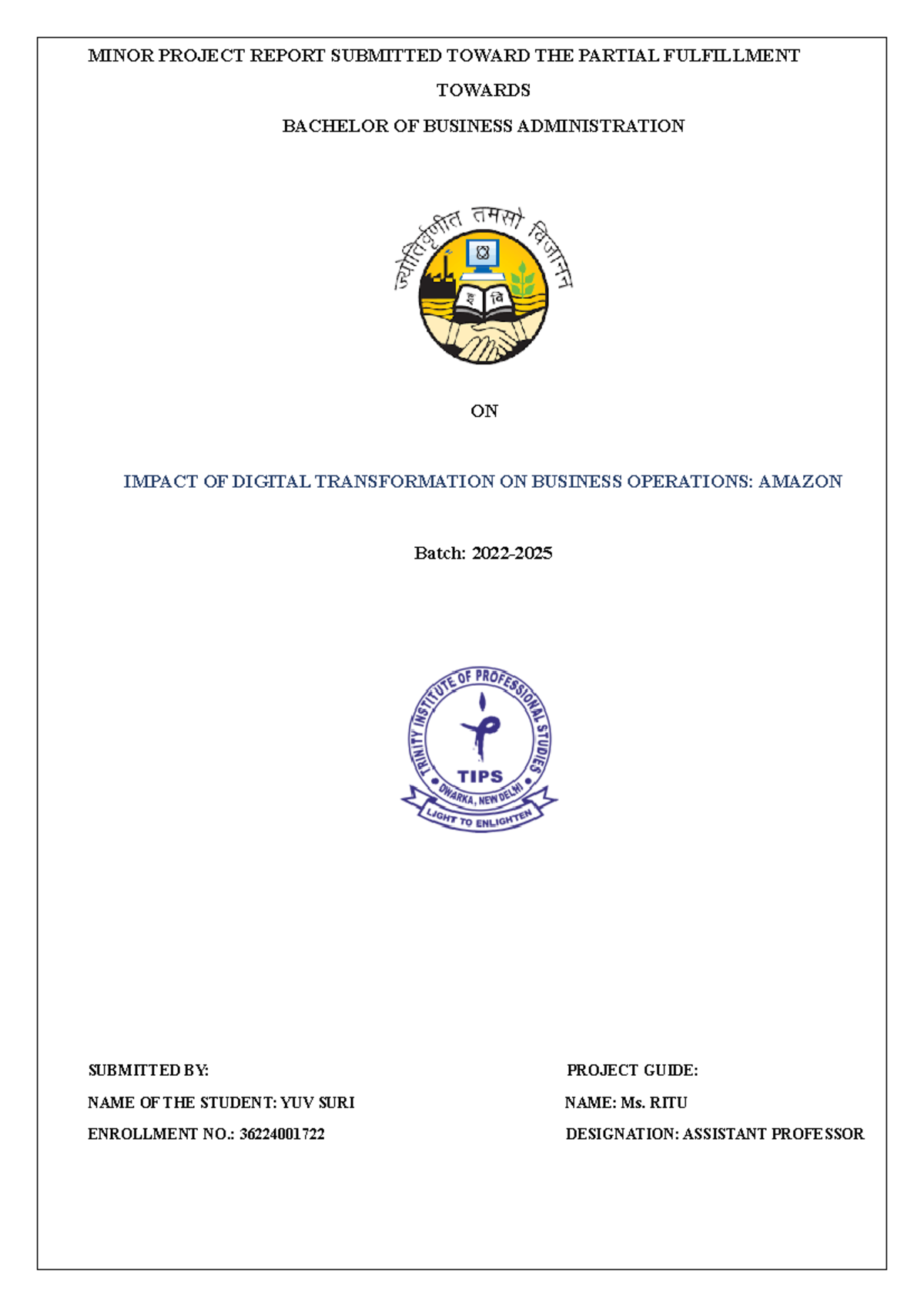 Impact OF Digital Transformation ON Buisness Opreations - MINOR PROJECT ...