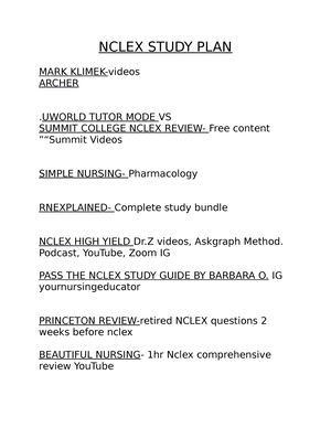 Nclex CRAM Sheet - Study Guide - Nursing Exam Cram Sheet For The NCLEX ...