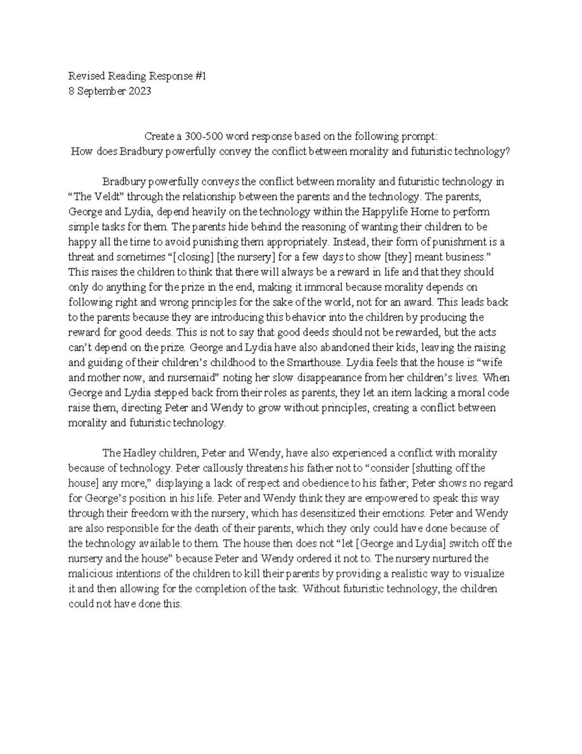 Revised Reading Response 1 - 2023 - Revised Reading Response # 8 ...