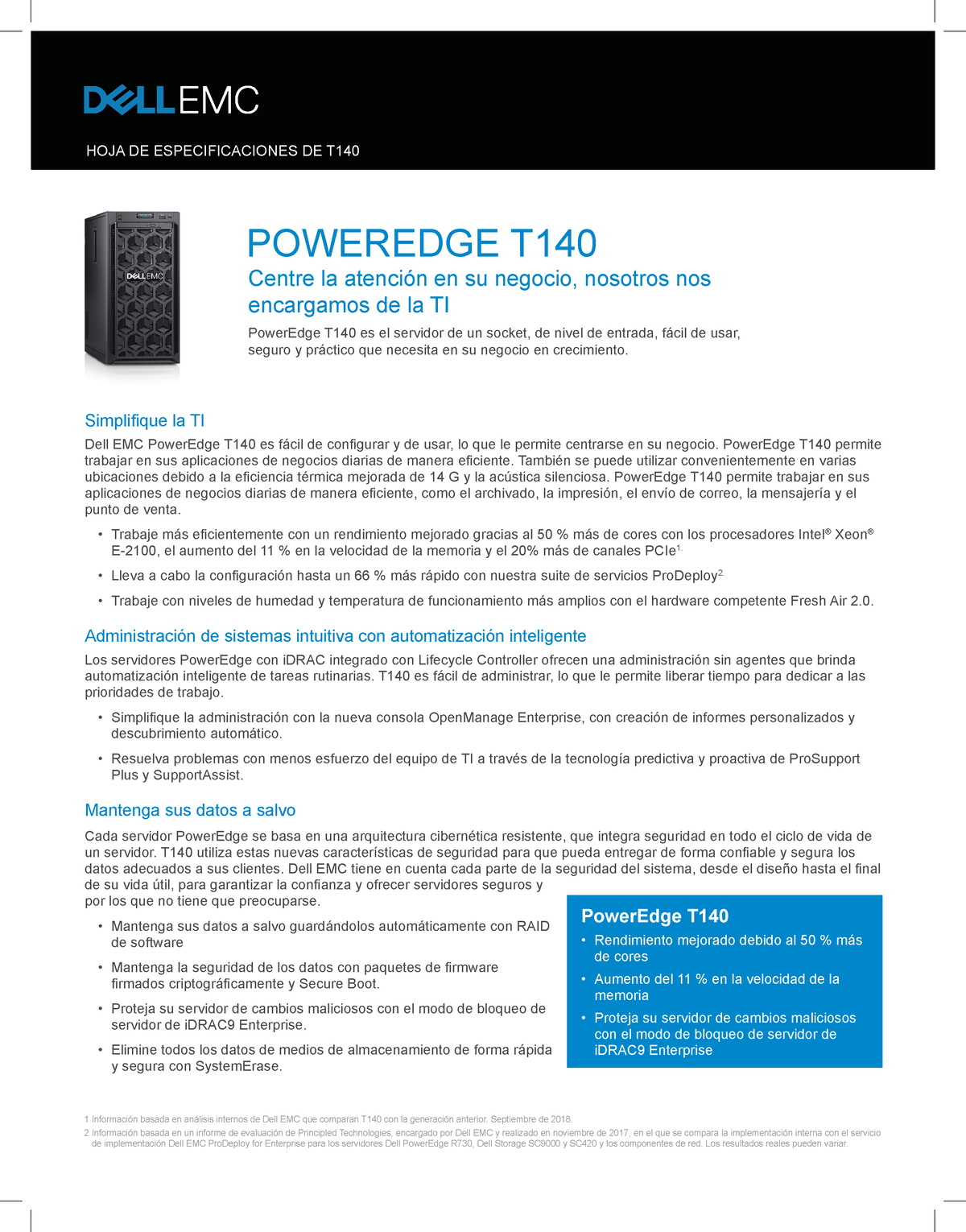 Poweredge-t140-spec-sheet-es-mx - HOJA DE ESPECIFICACIONES DE T ...